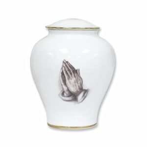 Praying Hands Porcelain Urn